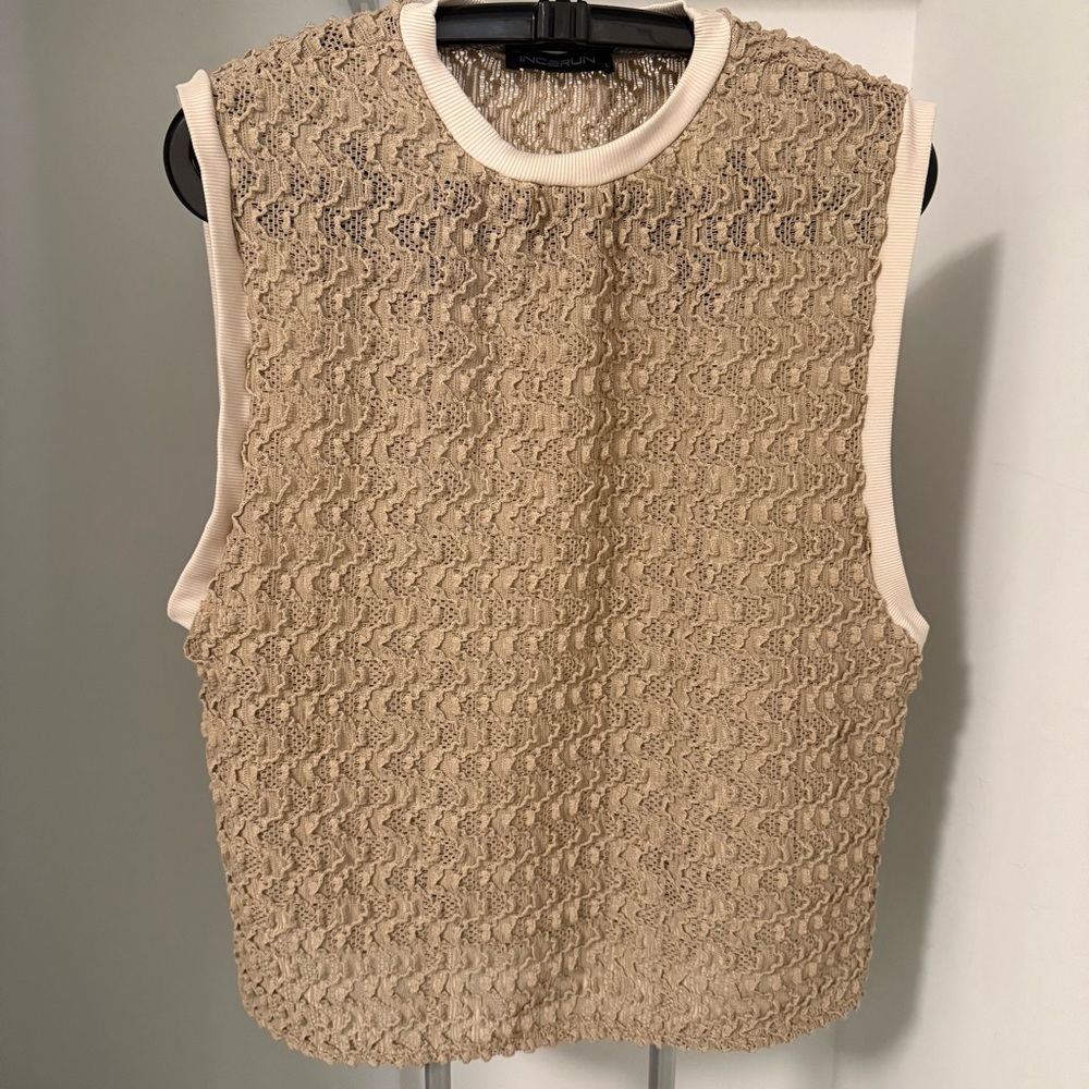 Textured Tan Sleeveless Top
